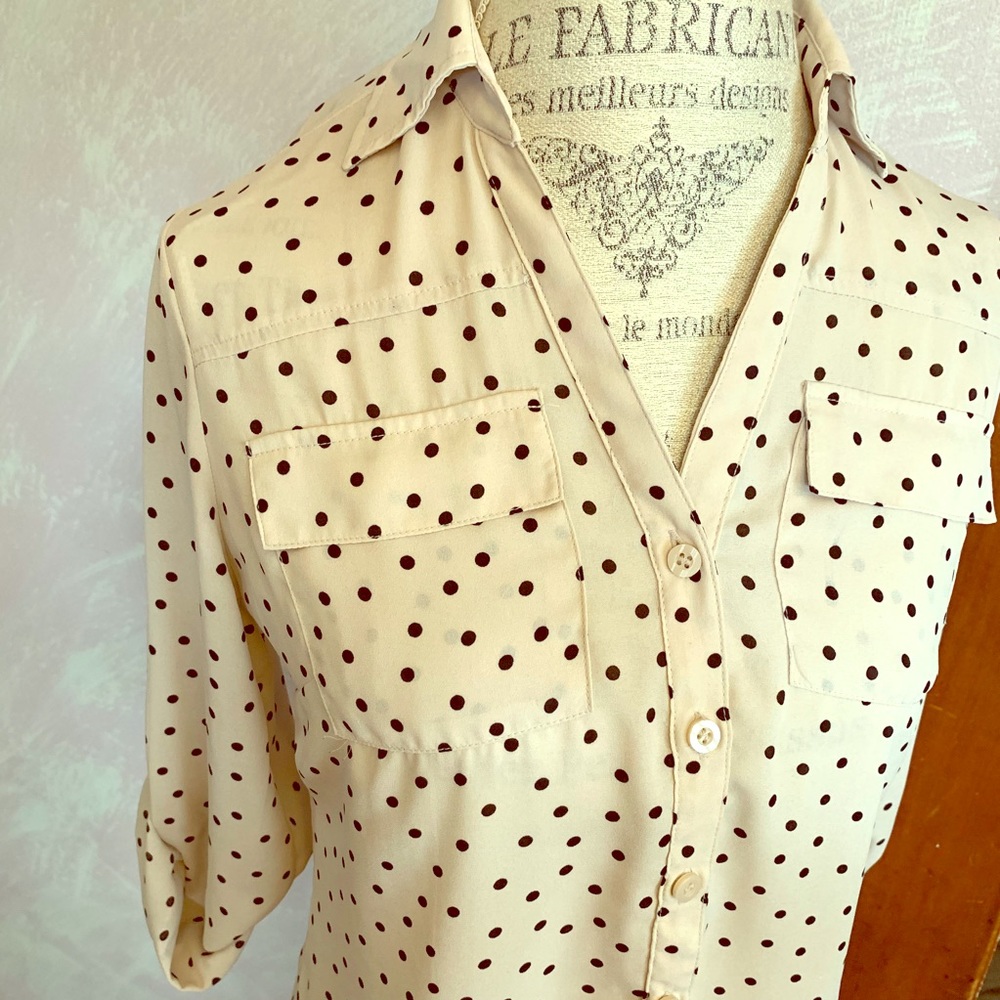 Polka Dot Button Up Business Casual